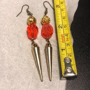 Pink rock spike rose pink dangle earrings